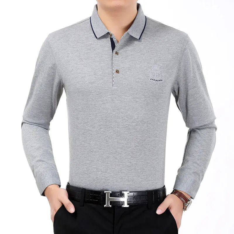 Men's Long Sleeve Cotton T-Shirt for Business Casual