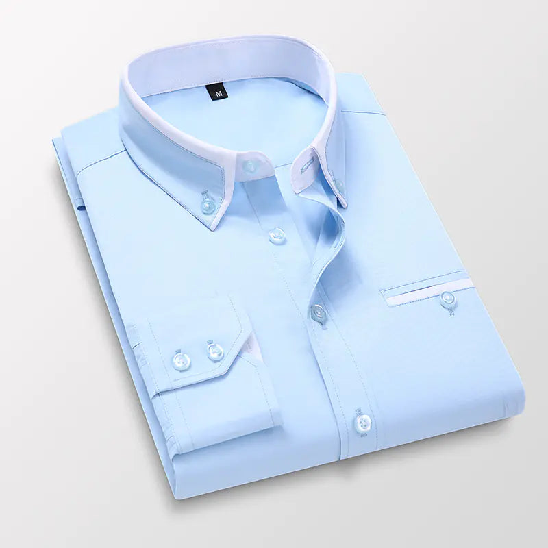 Men's Slim Fit Business Casual Long Sleeve Shirt