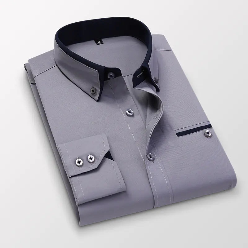 Men's Slim Fit Business Casual Long Sleeve Shirt