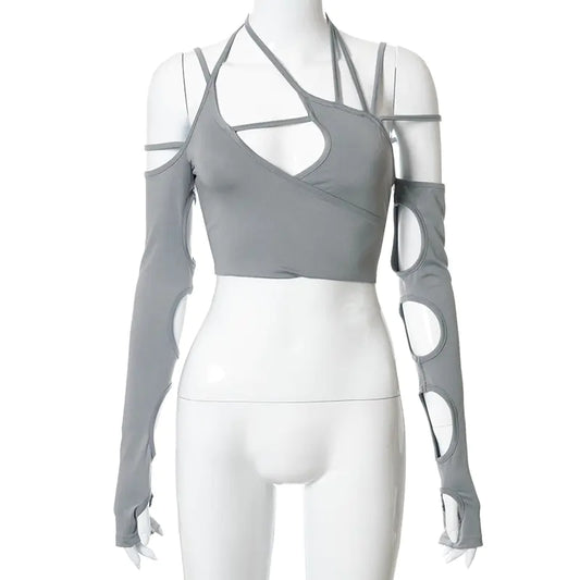 Q21TP294 Women's Summer Solid Color Crop Top Top