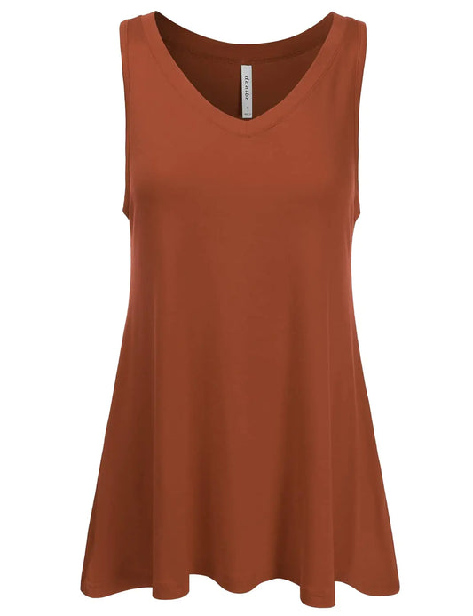 danibe Womens Sleeveless V-Neck Flowy Blouse Tunic Top Soft Shirts DKRUST 4X