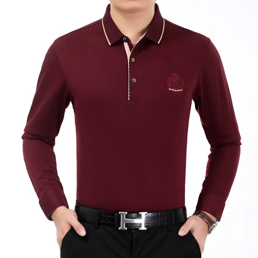 Men's Long Sleeve Cotton T-Shirt for Business Casual