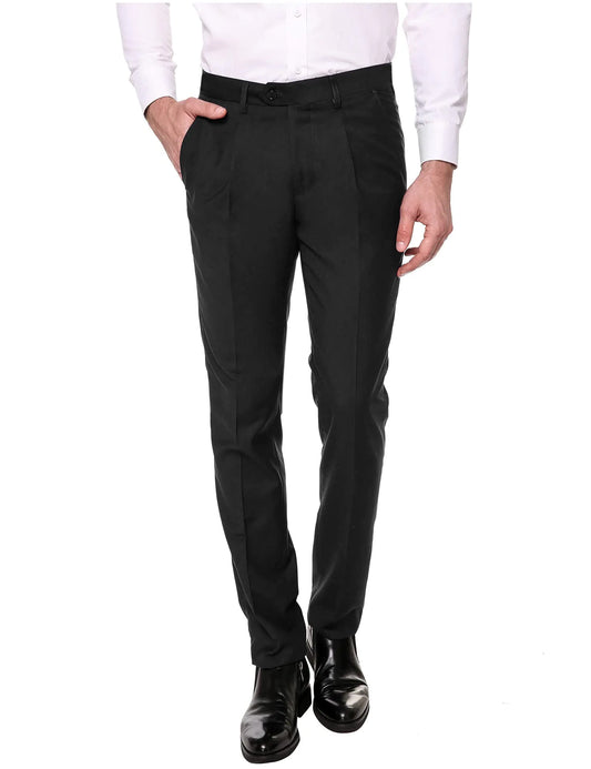 COOFANDY Mens Classic Fit Dress Pants Flat Front Straight Formal Pants Wrinkle Free Expandable Waist Suit Pants Black