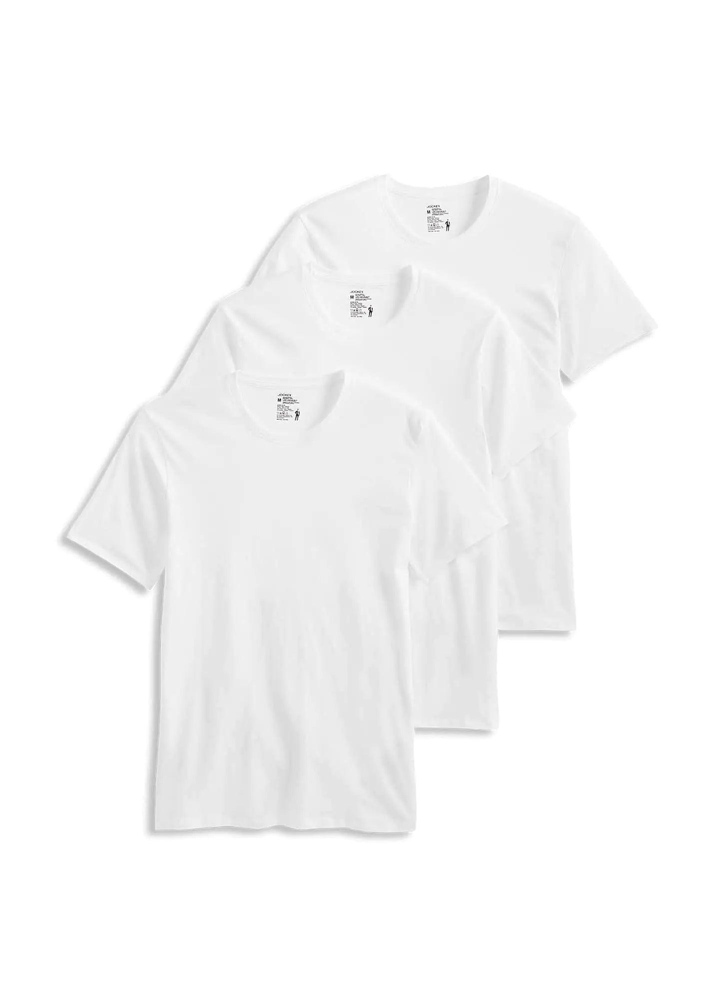 Jockey Mens T-Shirts Cotton Stretch Crew Neck T-Shirt - 3 Pack White XL