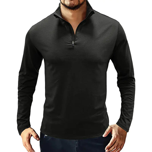 Men's Long-Sleeved Polo Shirt for Business Casual Wear
