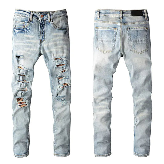 Light Blue Distressed Slim Skinny Jeans