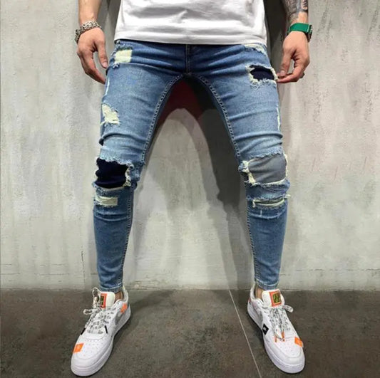 Men's Blue  Ripped Jeans (European Style)