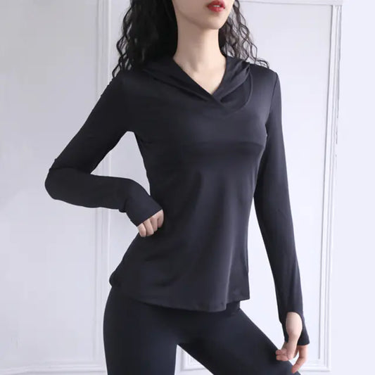 Women's Long Sleeve Breathable Yoga Hoodie Top
