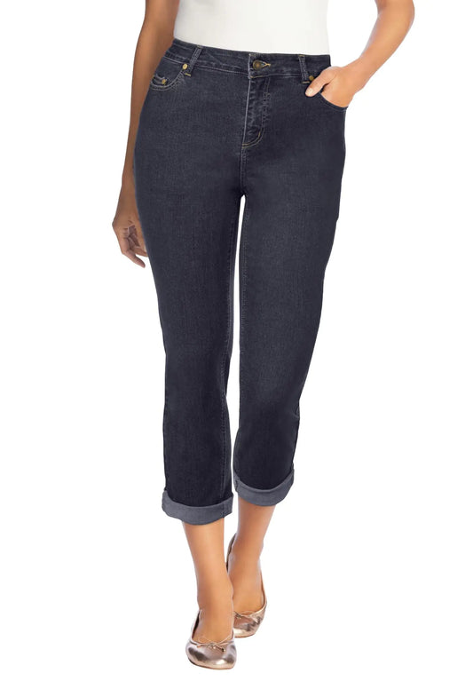 Woman Within Womens Plus Size Petite Girlfriend Stretch Denim Jean - 38 WP Indigo