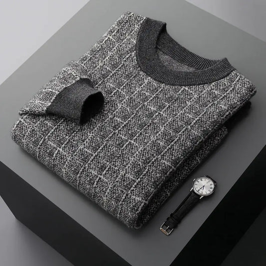Men's Padded Round Neck Business Casual Sweater