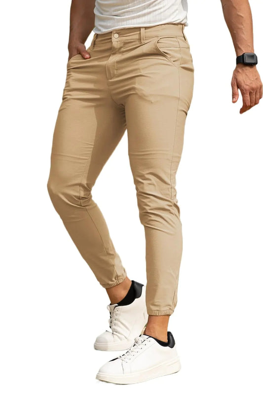 GINGTTO Mens Khaki Slim fit Dress Joggers Pants Skinny Chinos Jogger Pants for Men Beige 34