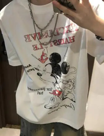 Summer Street Style American T-Shirt with Print (Men's)