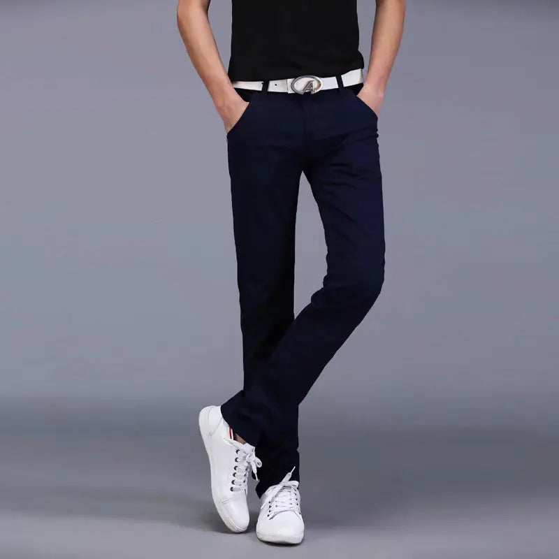 Men's Casual Straight Leg Pants - Slim Fit Summer Trousers