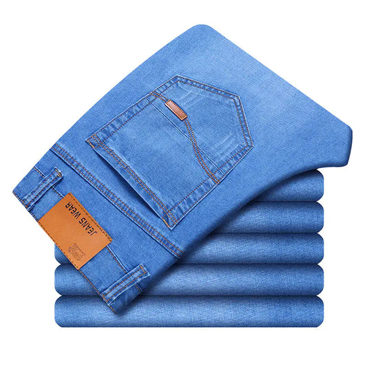Men's Stretch Slim Straight Mid-Waist Casual Jeans