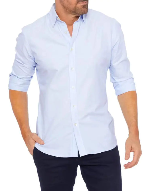 Men's Business Casual Oxford Shirt with Zipper Design
