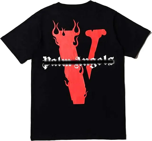 Men's Hip Hop V Letter Printed Cotton T-Shirt
