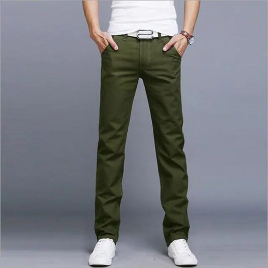 Men's Casual Straight Leg Pants - Slim Fit Summer Trousers
