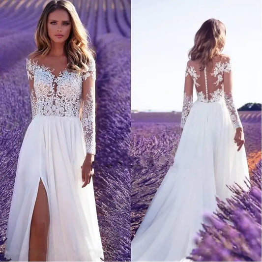 Women’s Long-Sleeve Sheer Lace Dress