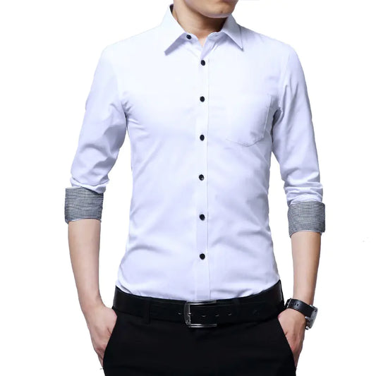 Men's Slim Fit Long Sleeve Summer Business Shirt