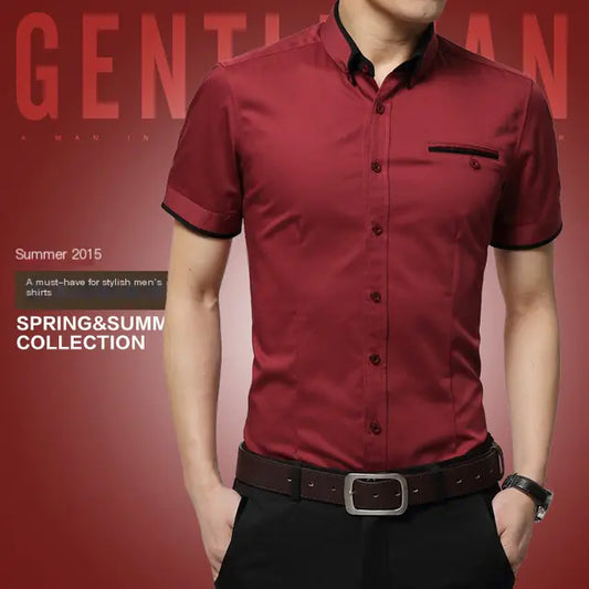 Men's Short-Sleeved Slim-Fit Casual Business Shirt