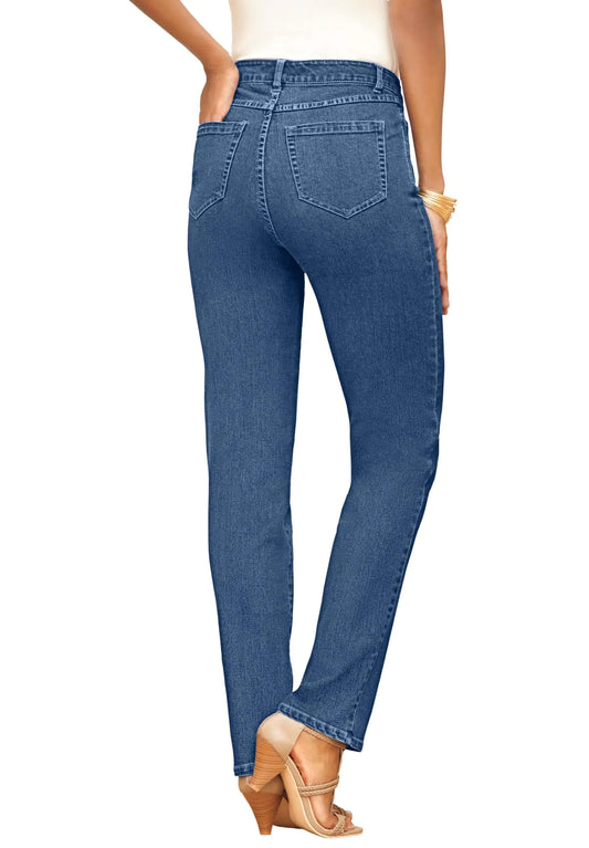 Roamans Womens Plus Size Invisible Stretch Iconic Straight-Leg Jean - 36 W Medium Wash