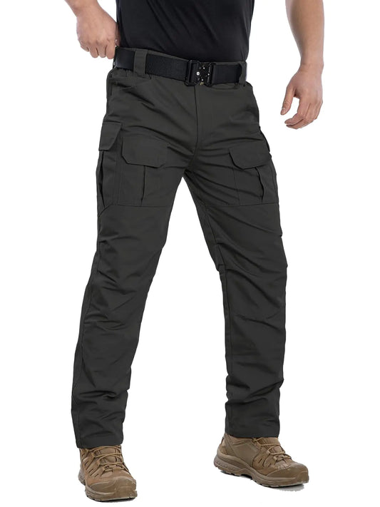 NAVEKULL Mens Outdoor Tactical Pants Rip Stop Lightweight Waterproof Military Combat Cargo Work Hiking Pants Black