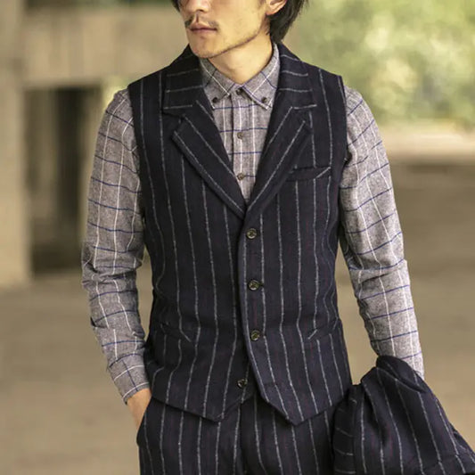 Men's Tweed Collar Single Breasted Business Vest