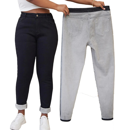 zsangbee Womens Plus Size Fleece Lined Jeans Winter Thermal Skinny Flannel Lined Denim Jean