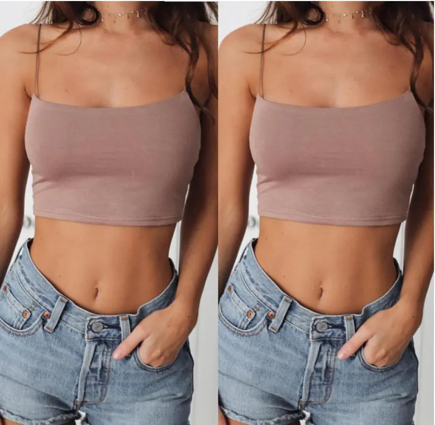 Summer Women's Solid Color Crop Top Tank Top