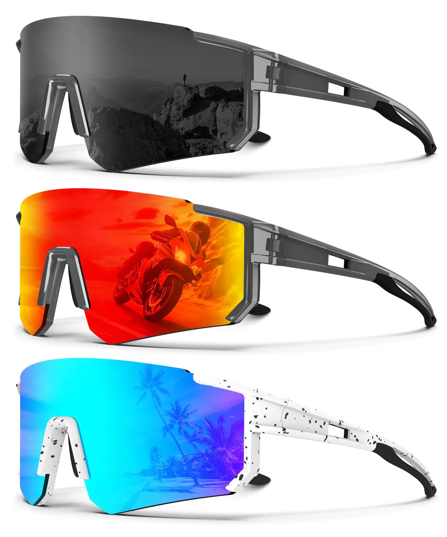 NSSIW Sports Sunglasses-Men Polarized Mens-Sunglasses: Running Sun Glasses Men Women Polarized UV Protection for Cycling