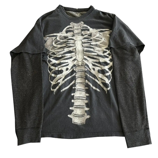 Y2K Grunge Long Sleeve Tops Vintage Graphic Print Loose Fit Baggy T-Shirts Gothic Aesthetic Emo Fairycore Clothing for Teen Girls Indie Rock Retro 2000s Clothes Halloween Goth Outfits